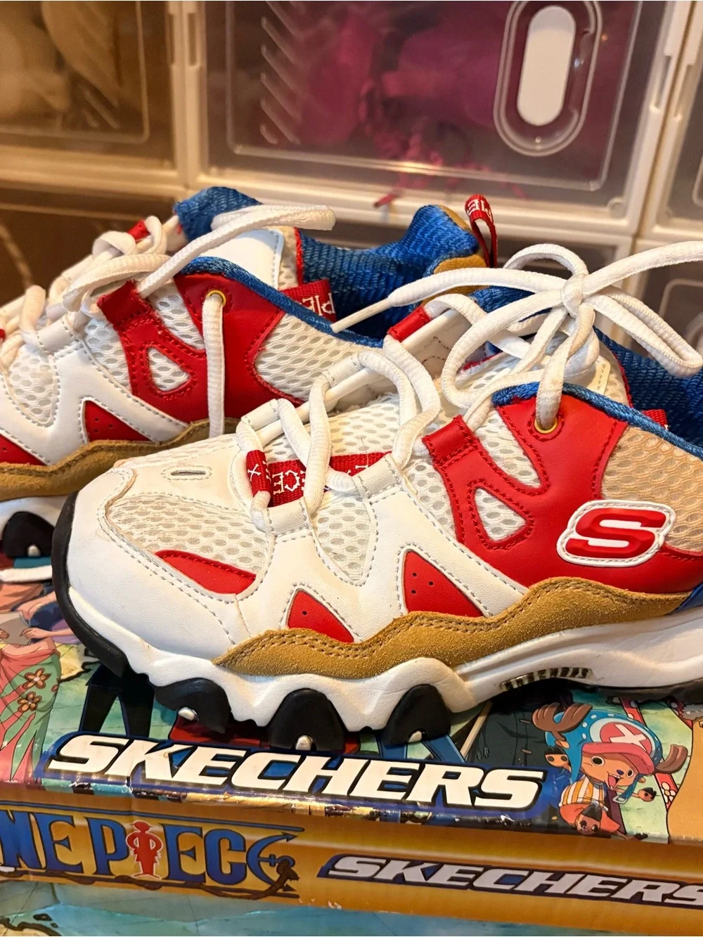 Skechers Kids White, Red & Blue Athletic Sneakers